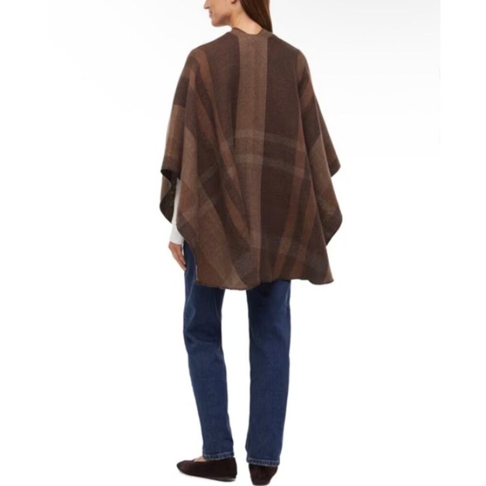 Woolrich Women's Reversible Wrap Shawl Brown Plaid & Animal Print Soft Cozy - Picture 4 of 15